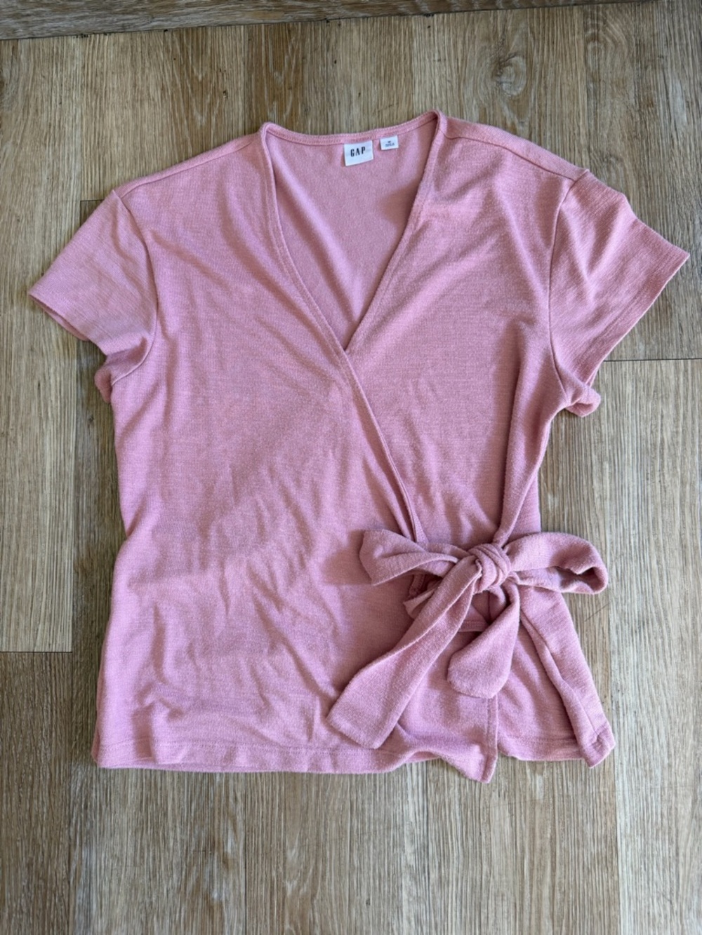 GAP Dusty Rose Wrap Tie Short Sleeve Top